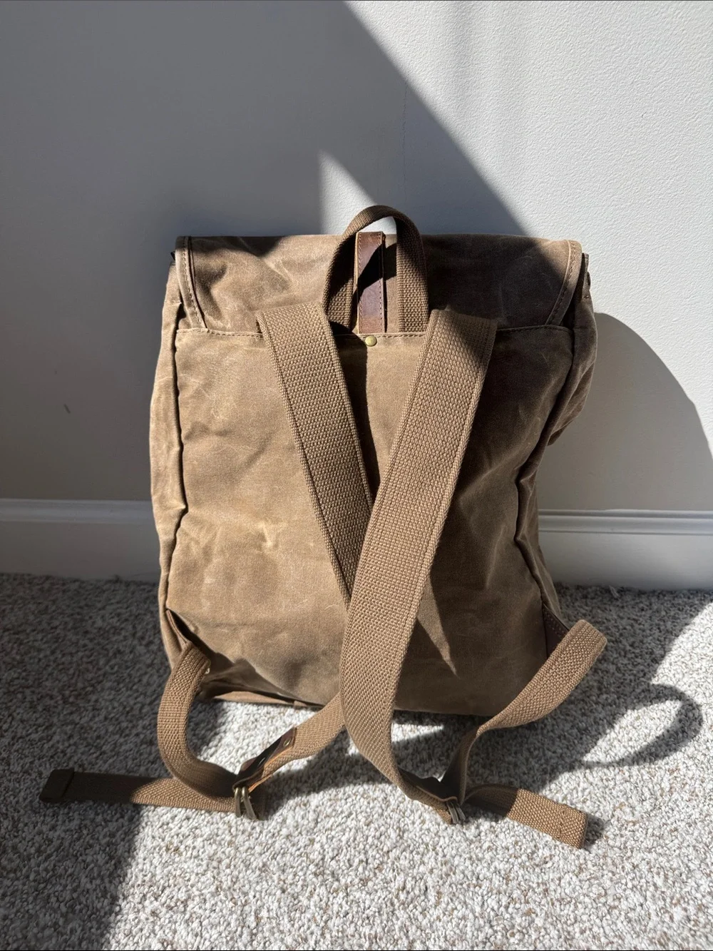 Solstice Waxed Canvas & Leather Laptop Backpack NWOT